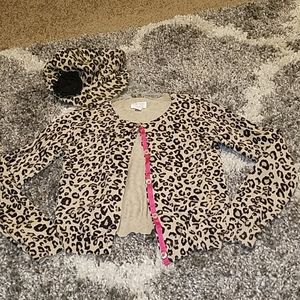 Leopard cardigan and matching hat